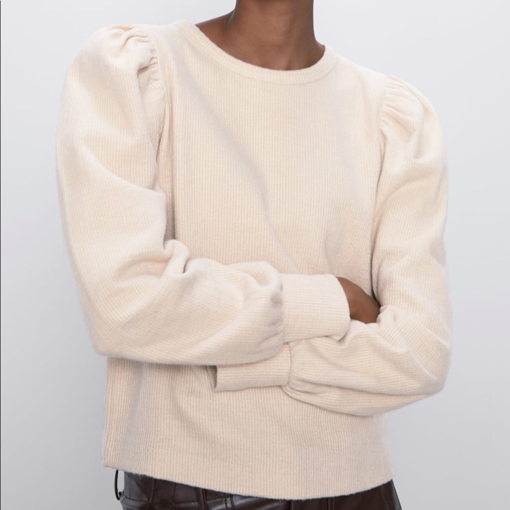 ZARA SOFT TOUCH BALLOON SLEEVE SWEATER - Picture 5 of 12